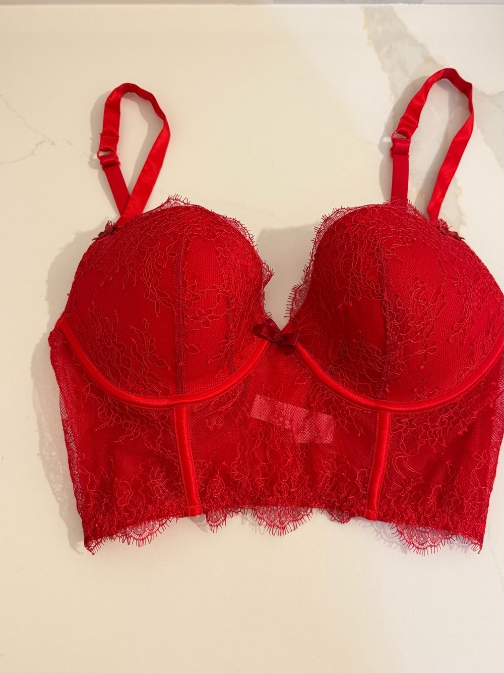 Victoria's Secret Red Lace Longline Bustier Bra